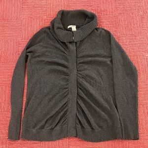 DKNY women’s size large Charcoal Cowl Neck Sweater with large snaps